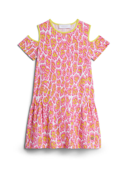 JU Shoulder cut out animalier dress JU Shoulder cut out animalier dress PINK/YELLOW IJT139-JFQ82