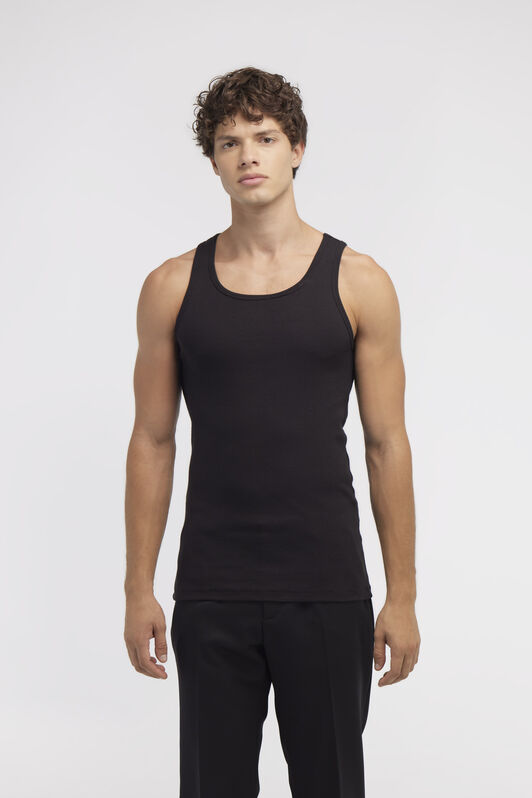 RC Schwarzes Geripptes Tanktop Schwarz SRT65A-JA002