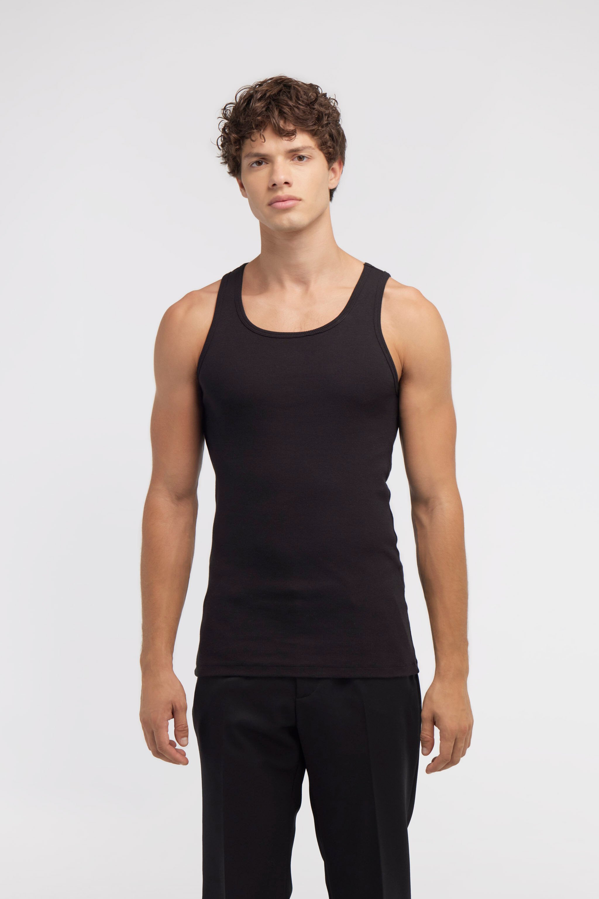 RC Schwarzes Geripptes Tanktop Schwarz SRT65A-JA002