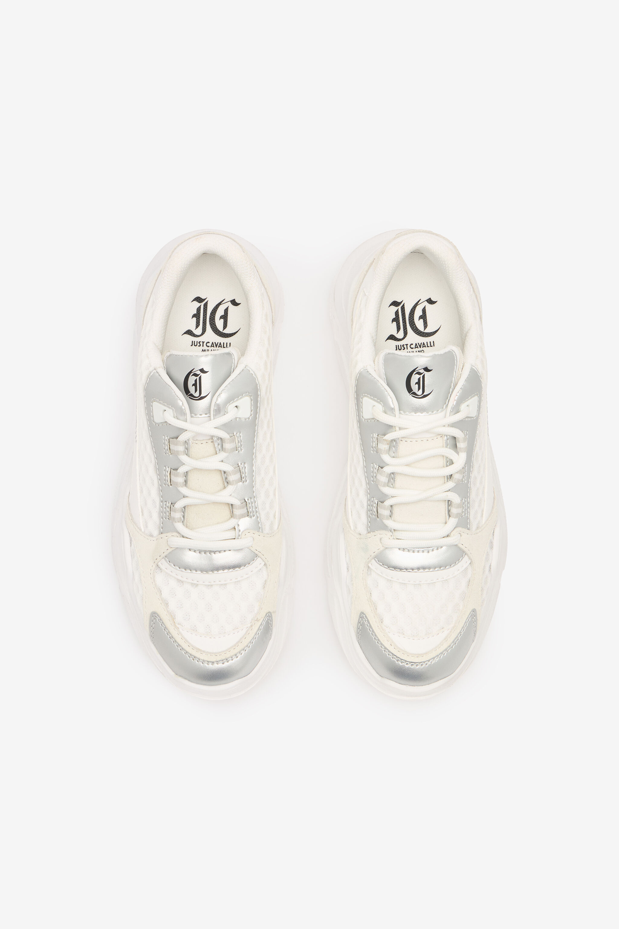 JC Sneakers With Laminated Details White/Silver UFS036-UF358