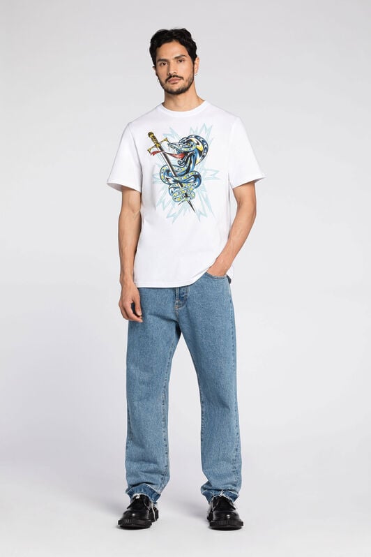 RC Camiseta de algodón con estampado Snake RC Camiseta de algodón con estampado Snake Blanco QRT61B-JD060