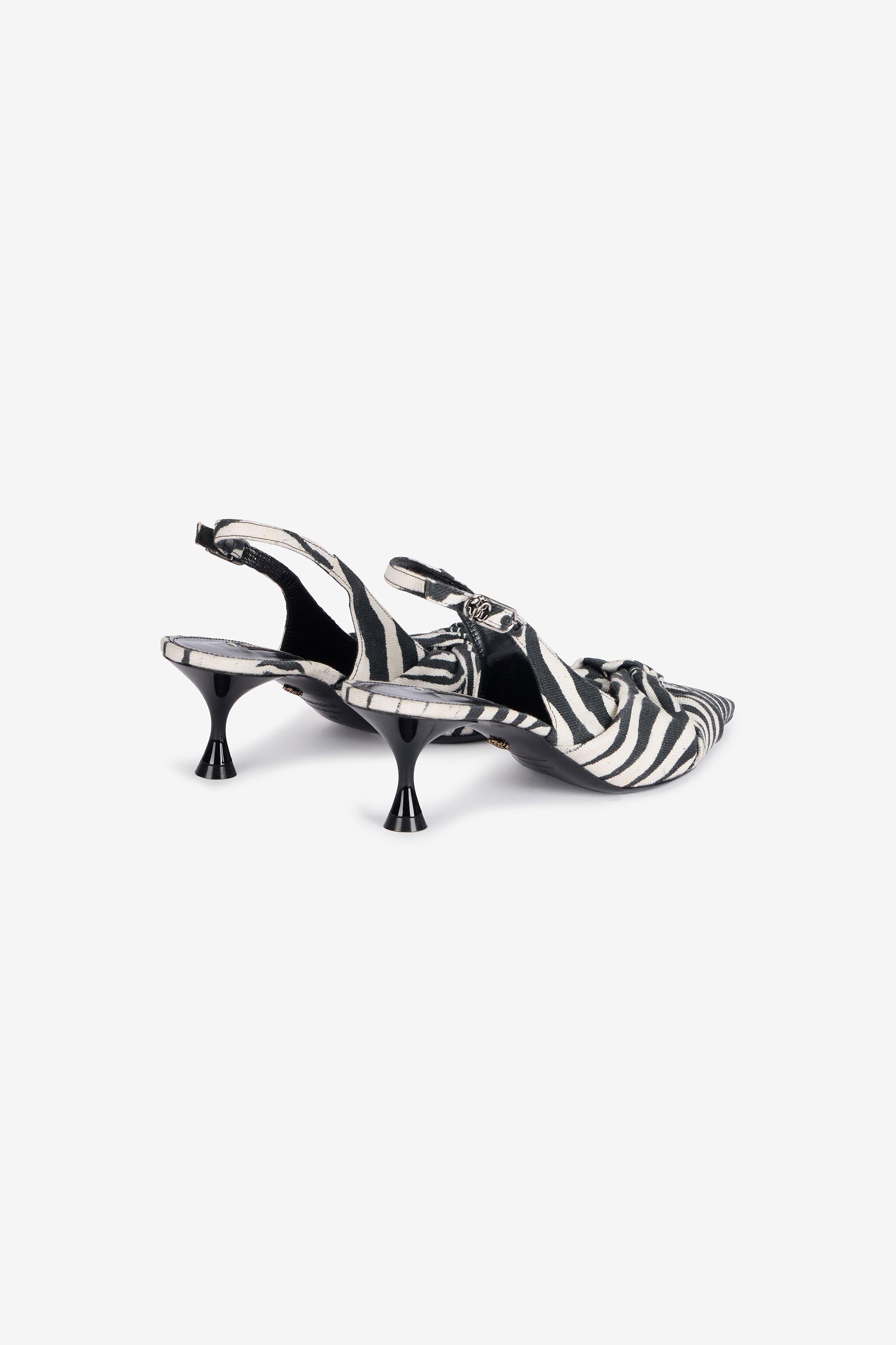 RC Slingbacks Mit Print Zebra Und Geknotetem Detail Schwarz/Weiß UKS012-SMC77