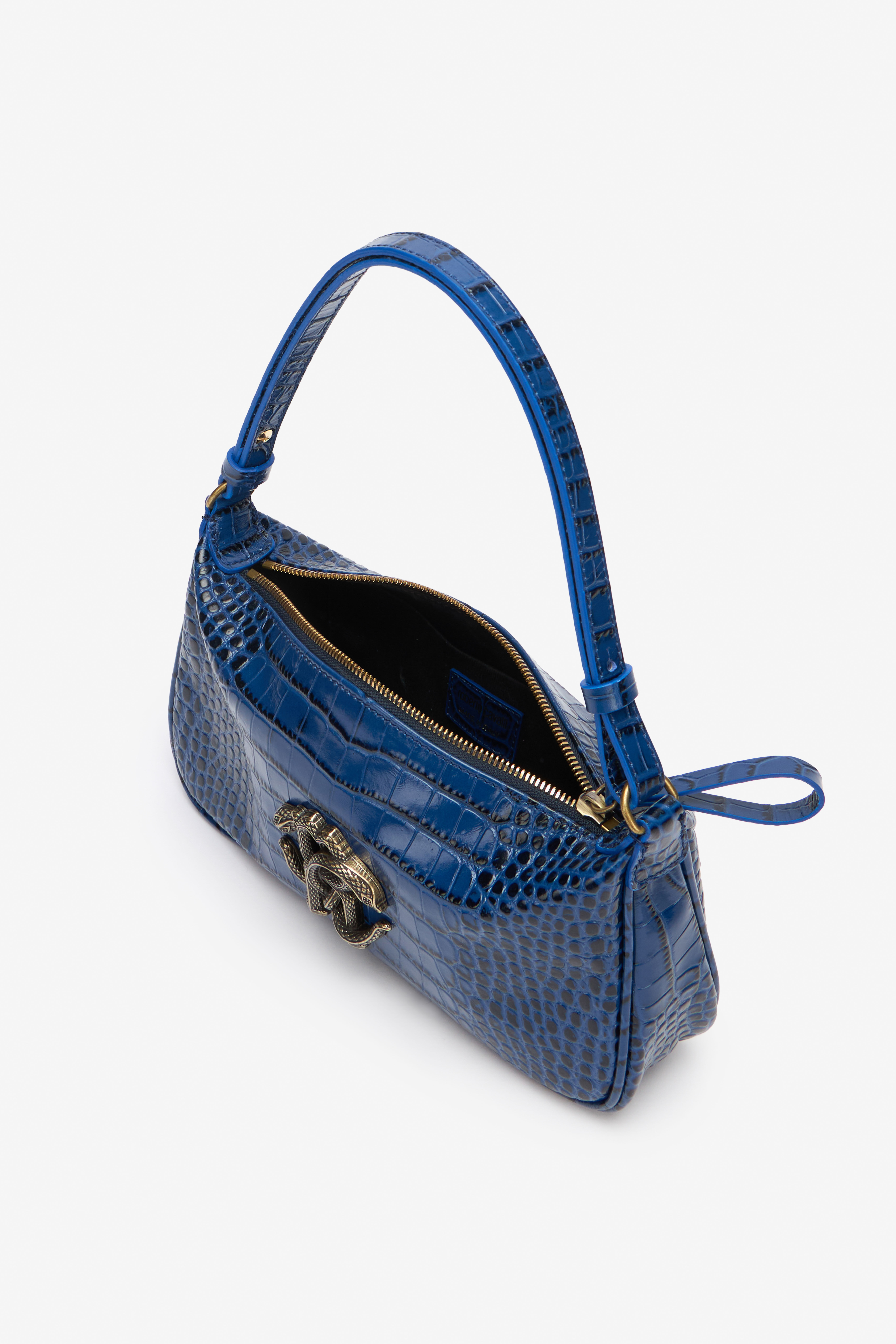 RC Blue Shoulder Bag with Mirror Snake Monogram BLUETTE QOB00B-PZO32