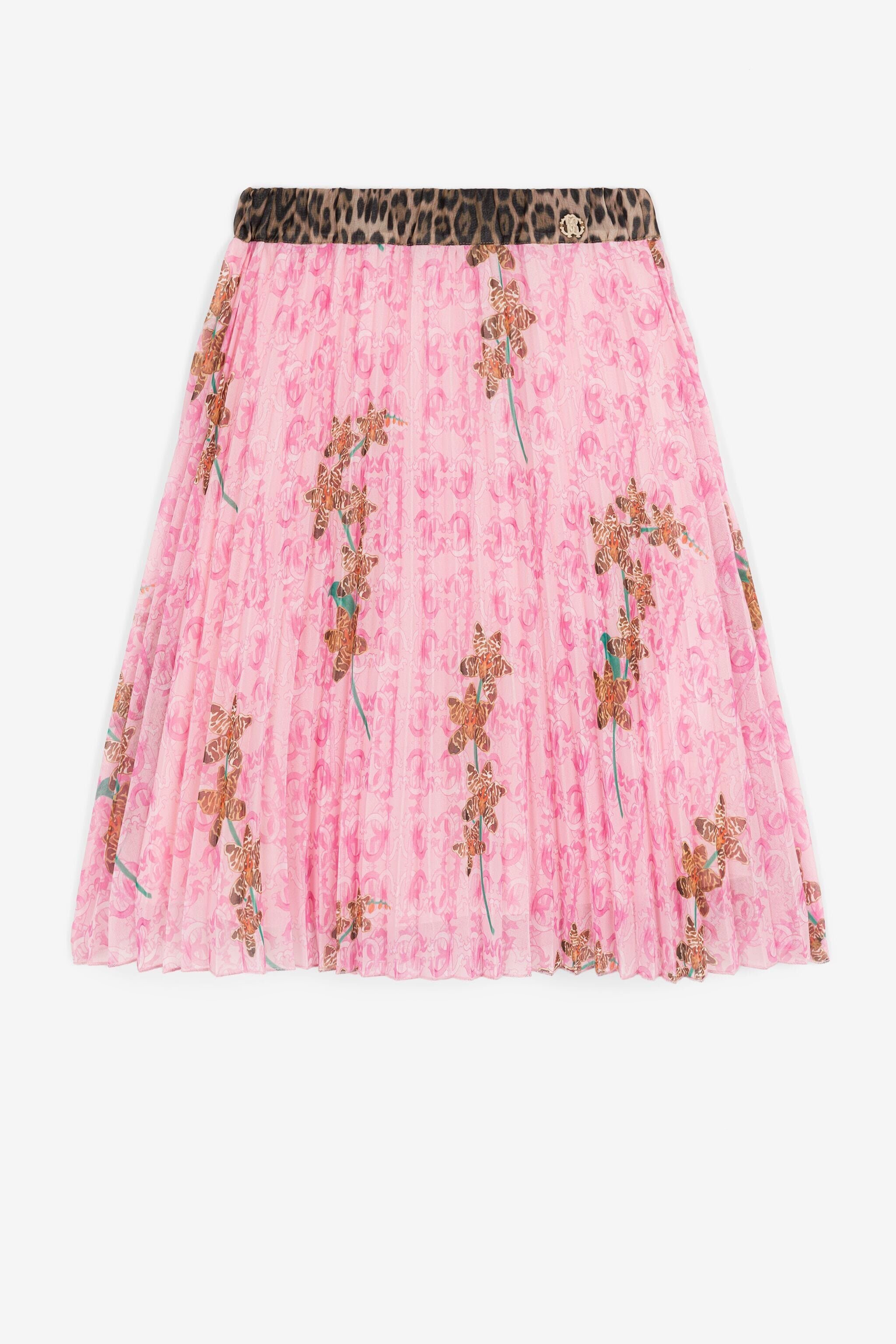 Fully pleated midi skirt in Pink for Girls Roberto Cavalli