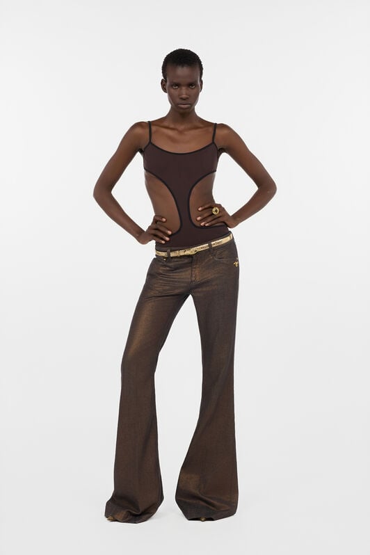 RC Brown One-piece Swimsuit with Cut-out CHOCOLATE WWW007-LL030