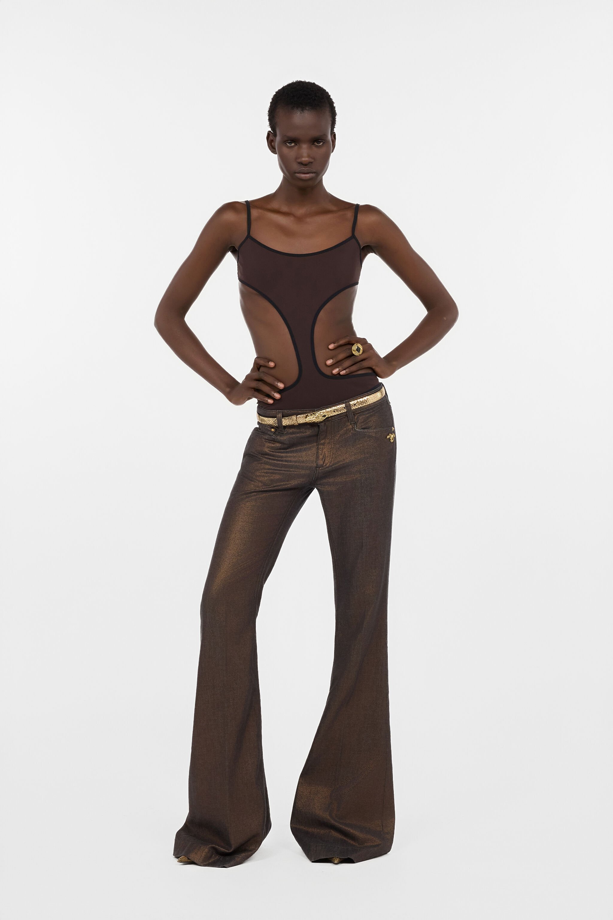 RC Brown One-piece Swimsuit with Cut-out CHOCOLATE WWW007-LL030