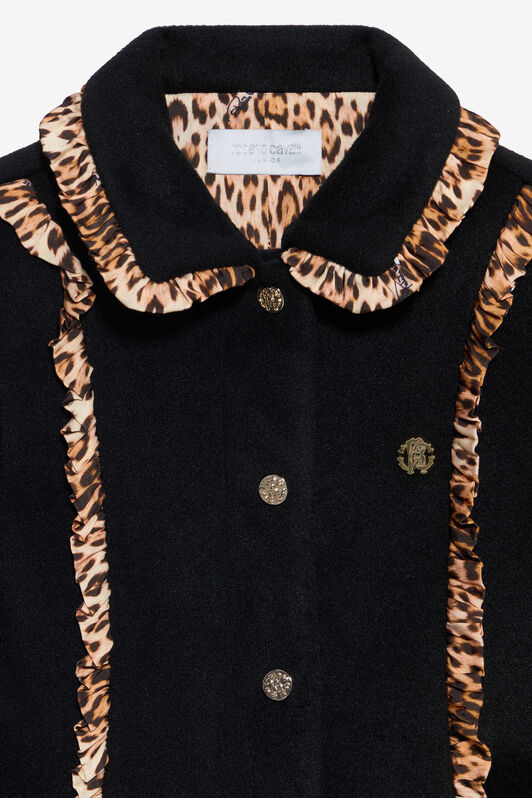 JU Black Coat with Animalier Inserts BLACK VJT40B-FEJ04
