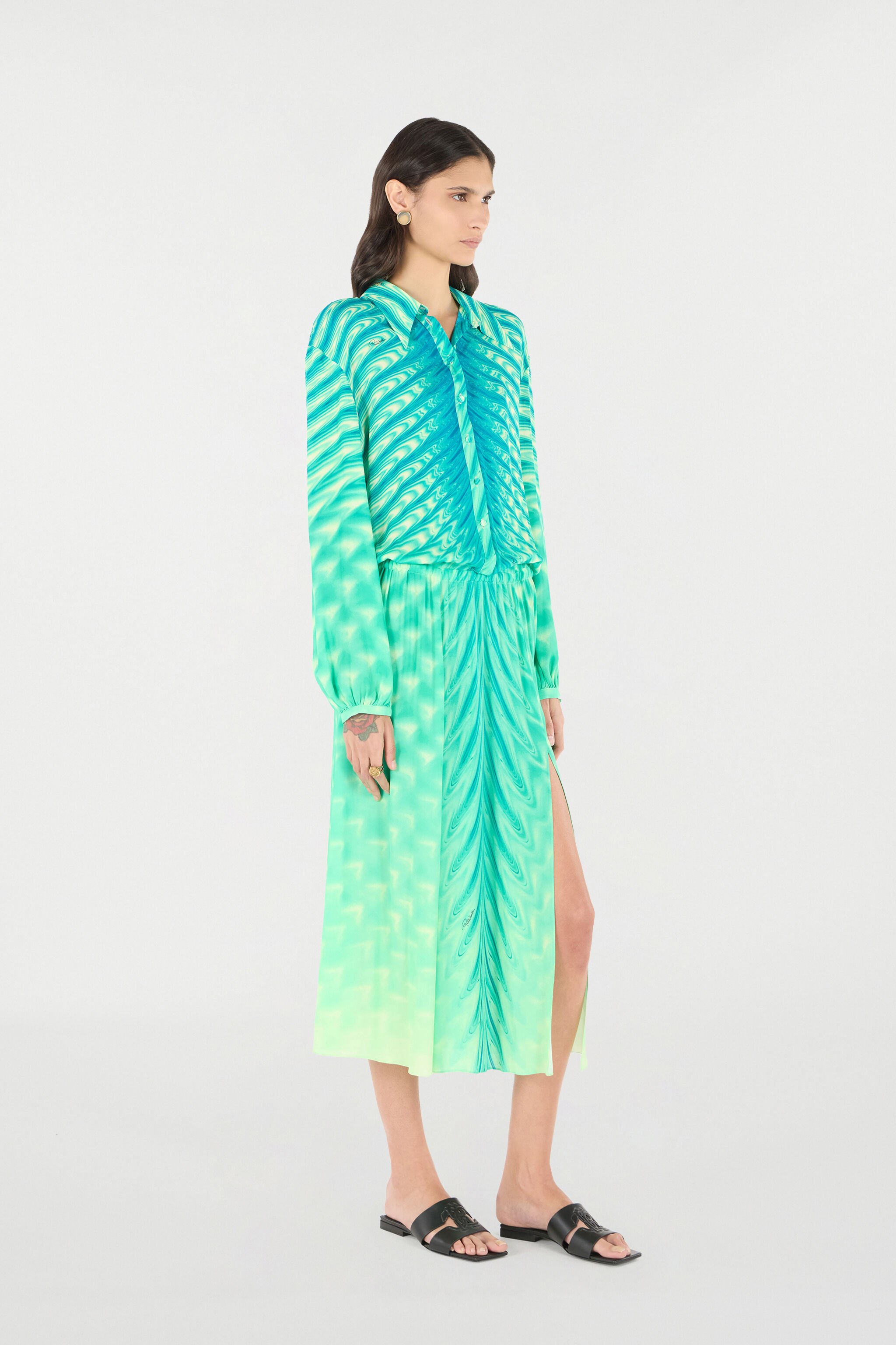 RC Shirt Dress With All-Over Print Light green UKT154-KWN47