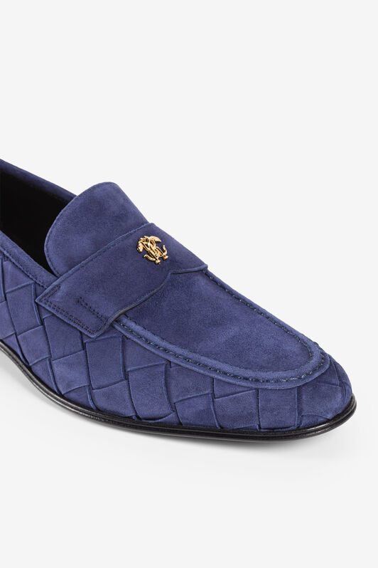 RC Logo-plaque suede loafers BLU QRS006-PC001