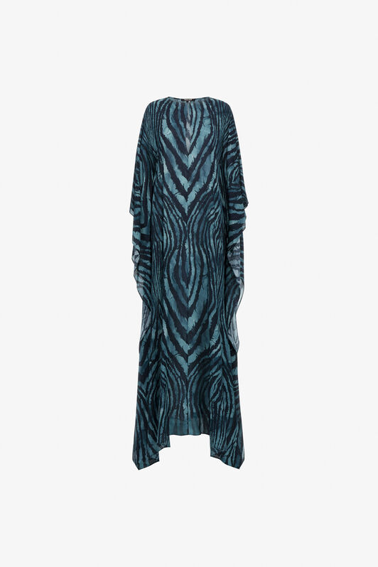 RC Kaftan with devorè effect Bleu foncé SKT144-7HL78