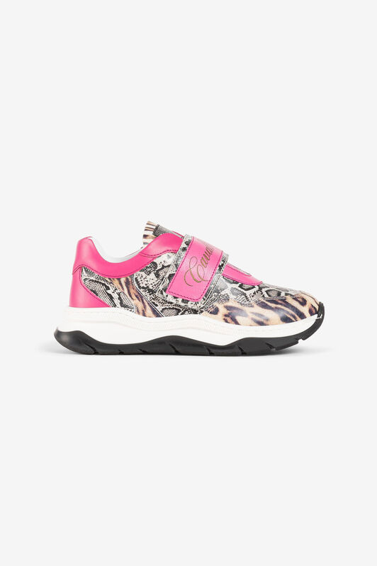 JU Ocelot And Python-Print Logo Sneakers JU Ocelot And Python-Print Logo Sneakers Fuchsia PJS035-PN060