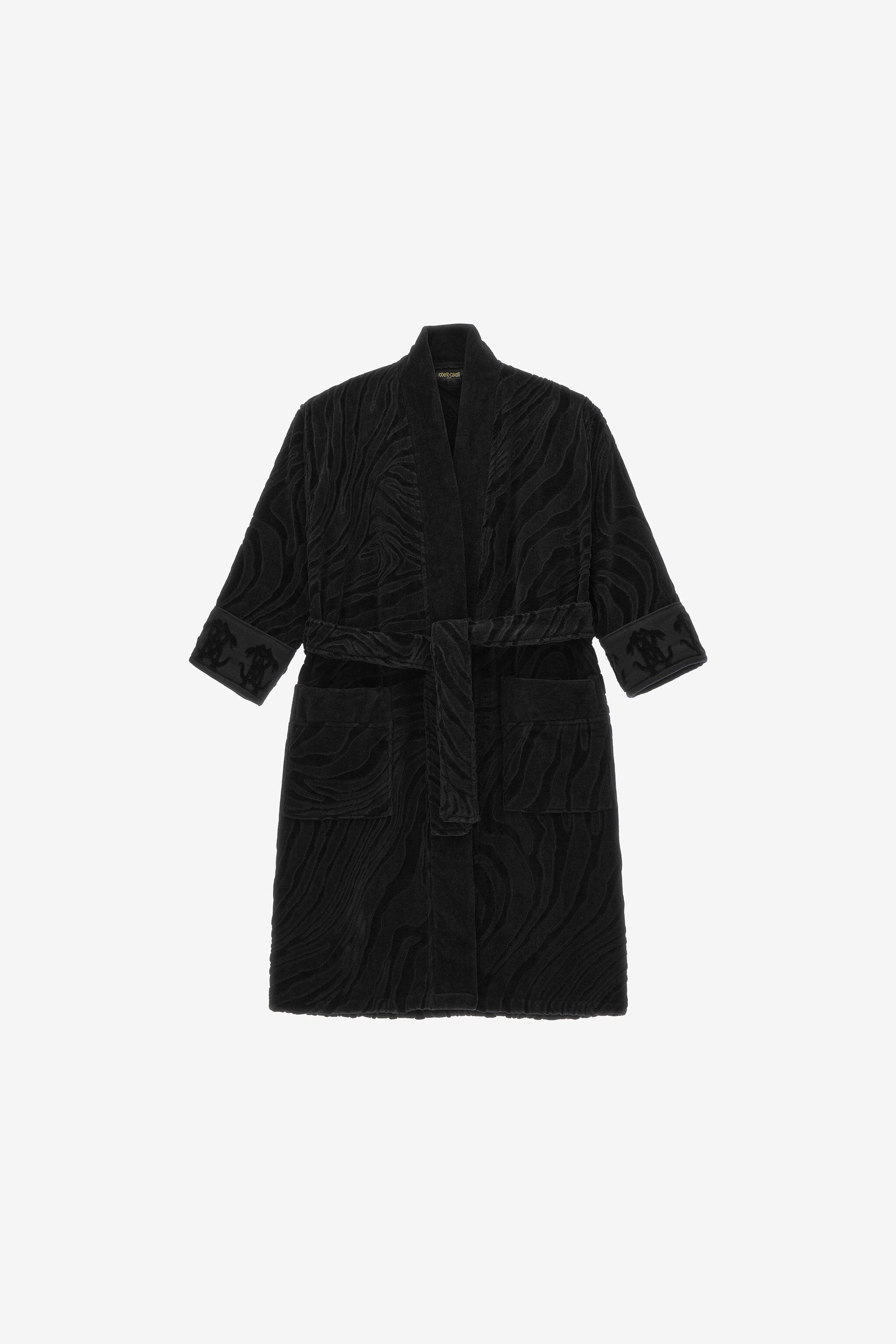 HO Crystal Snakes terry cotton bathrobe. Black RALM39-IM039
