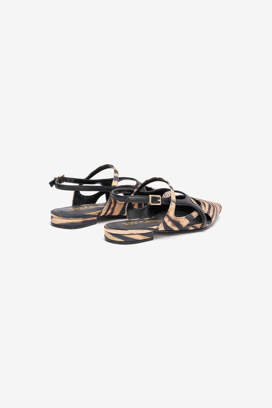 JC Flat Slingbacks With Tiger Skin Print Light Brown UFS066-UF388