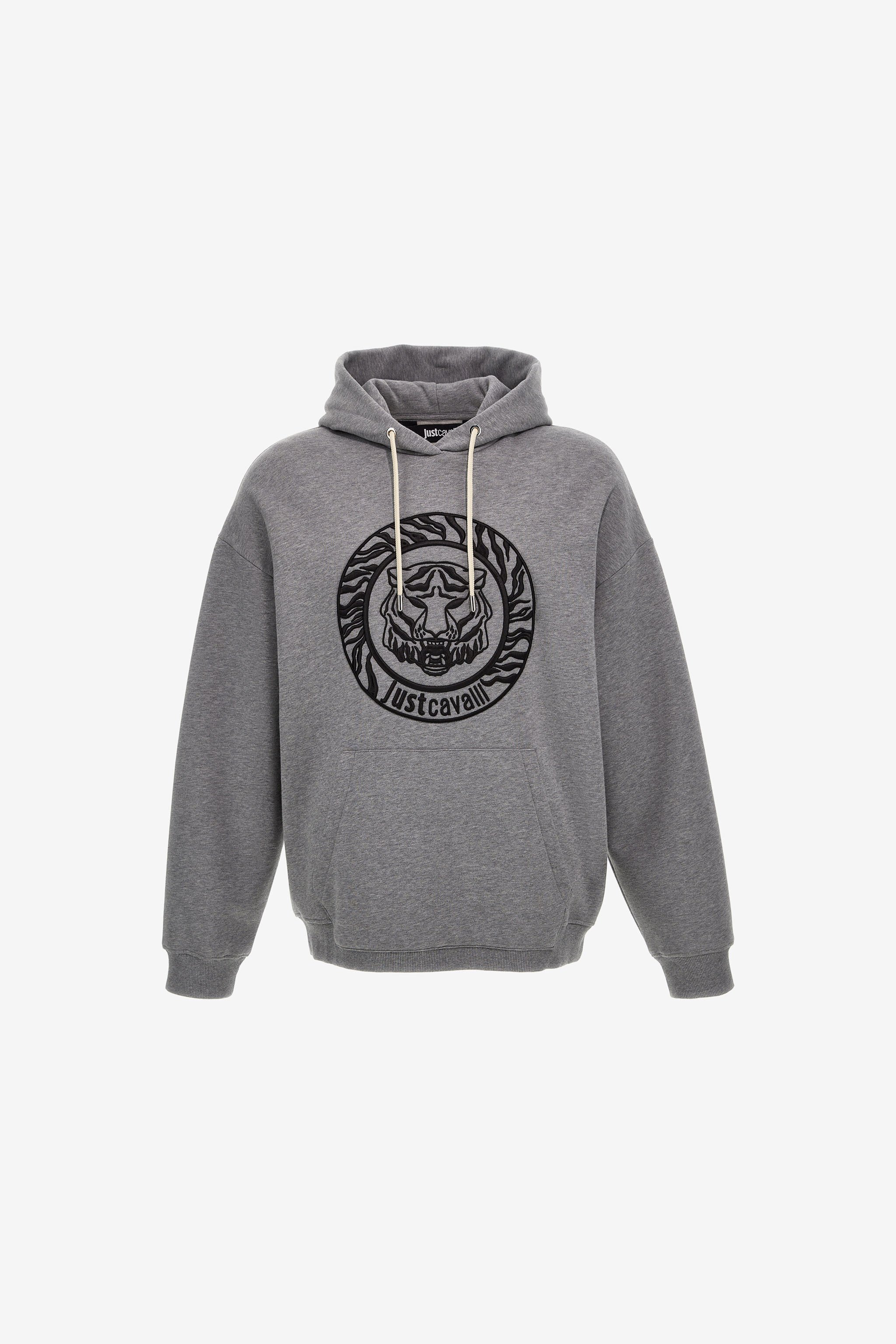 JC Just Cavalli Tiger Logo Front-Pocket Sweatshirt Gris RRT973-RR235