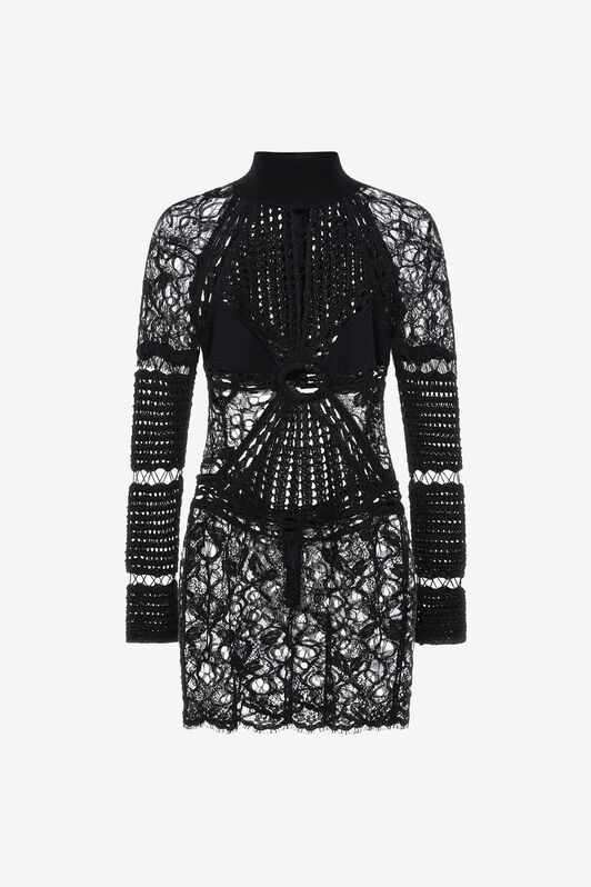 RC Short embroidered knit dress Black RWM106-MG011