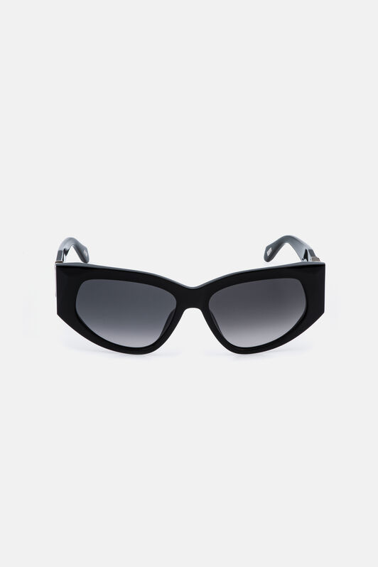 JC Sunglasses with  bold cat-eye frame SHINY BLACK VALD17-ID257