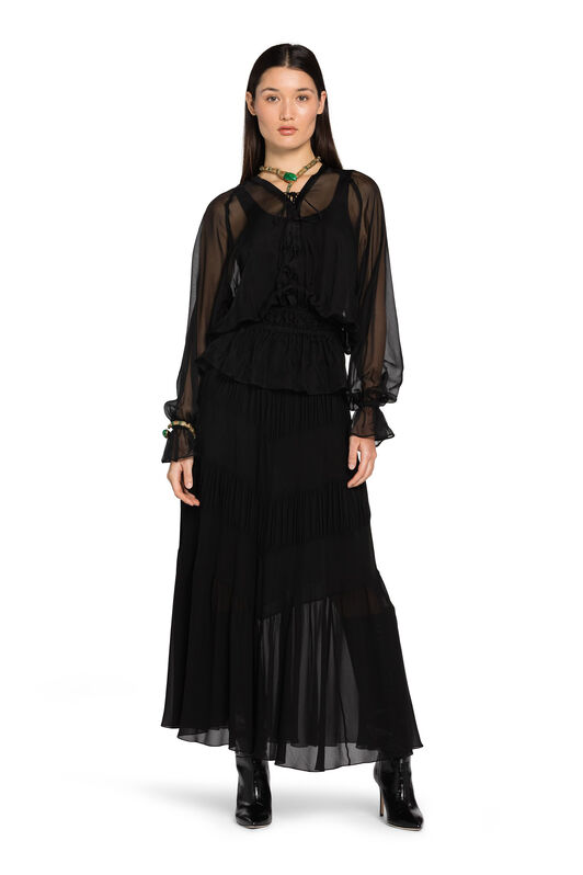 RC Tie-Front Silk Top RC Tie-Front Silk Top Black FST712-CC003