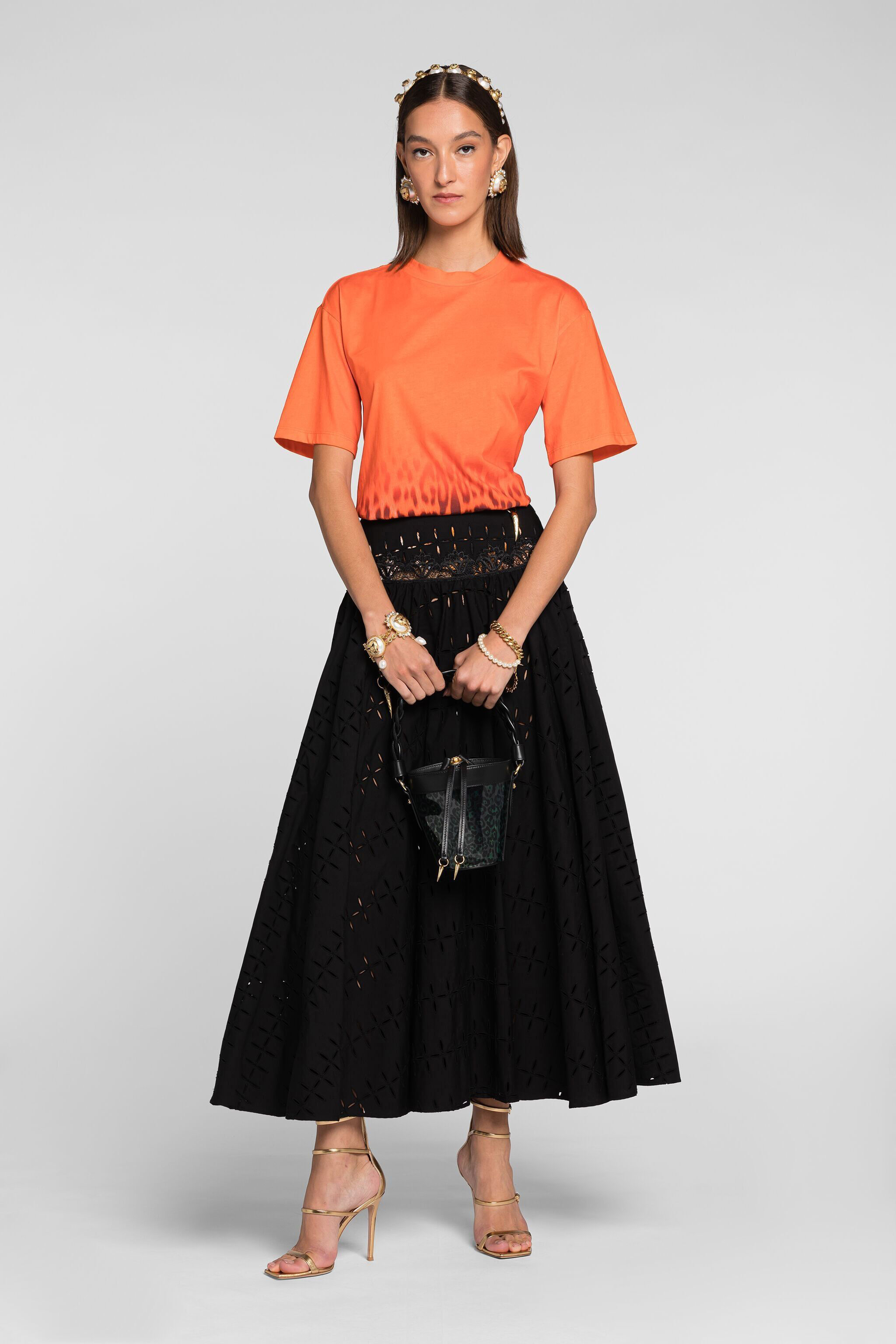 RC Leopard-print ombré T-Shirt Orange QKT61C-3PF53