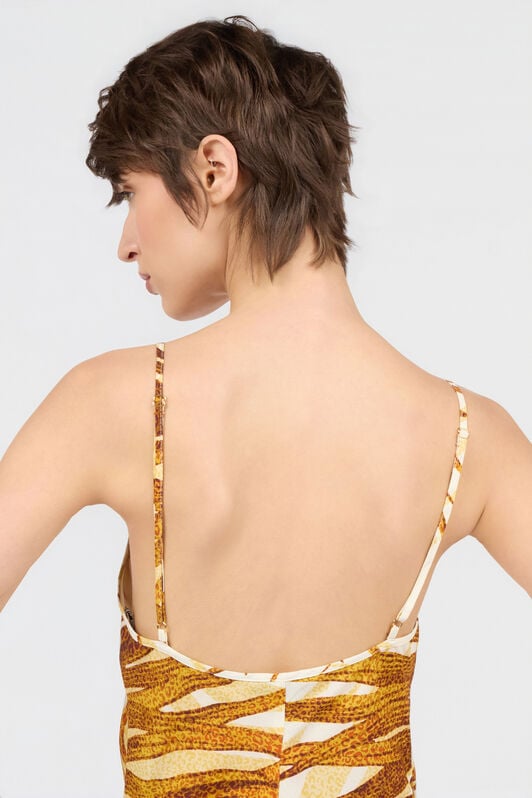 JC Golden Palm Print Dress DAFFODIL WFT313-WF711