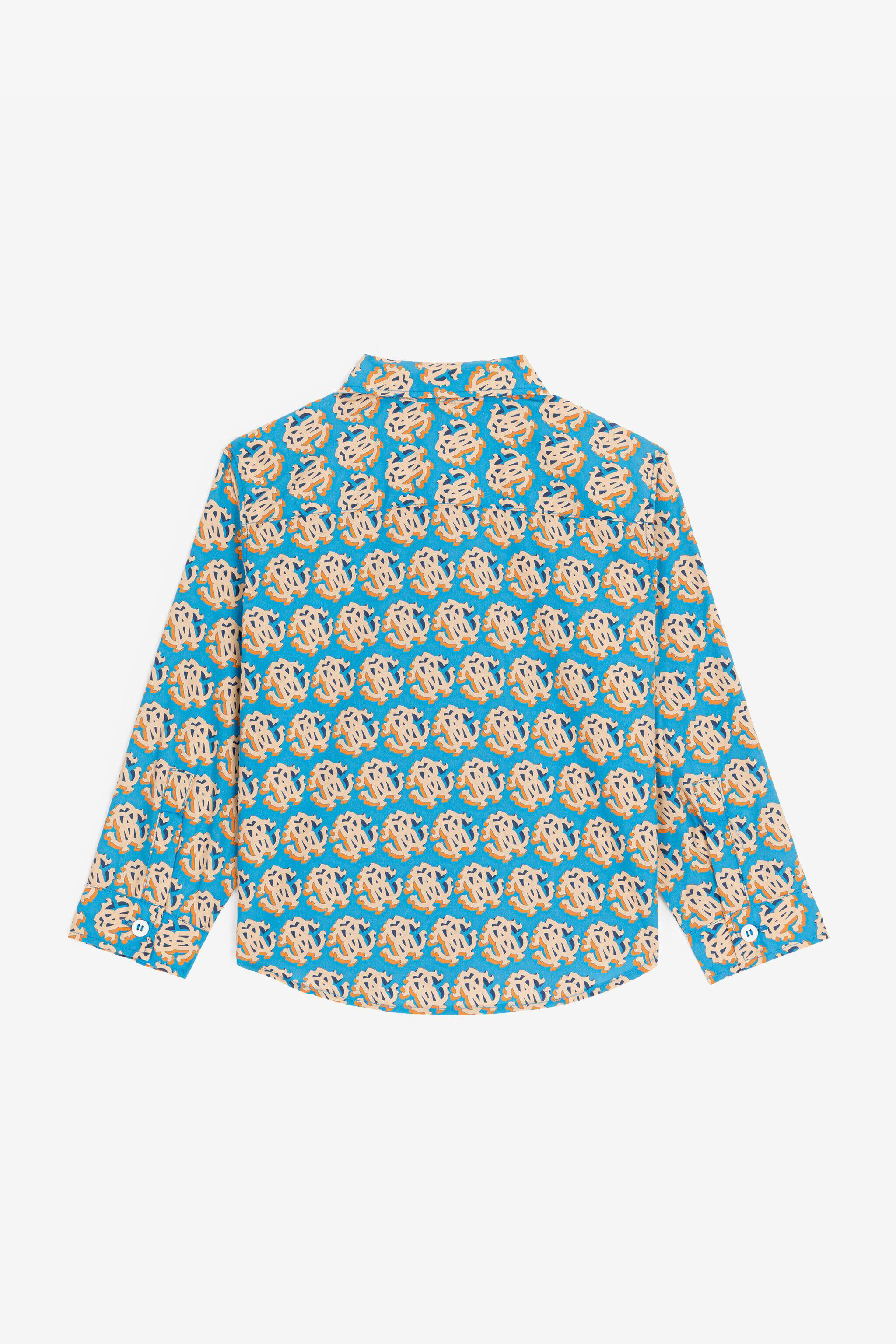 JU RC Monogram-Print Cotton Shirt Blue RJT70B-4FH88