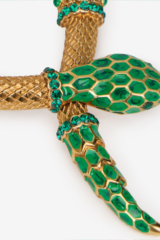 RC Snake Clip-On Earrings With Green Enamel RC Snake Clip-On Earrings With Green Enamel ORO/MALACHITE TKG006-AM081