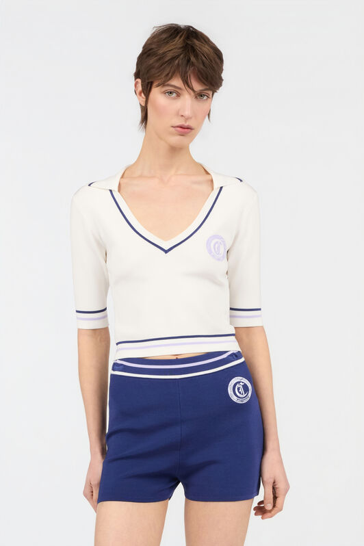 JC White Knit Crop Top WHITE WFM030-WF571