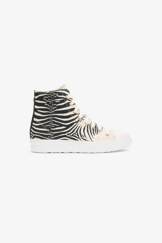 RC High-Top Sneakers With Zebra Print Black/White UKS040-SMC77