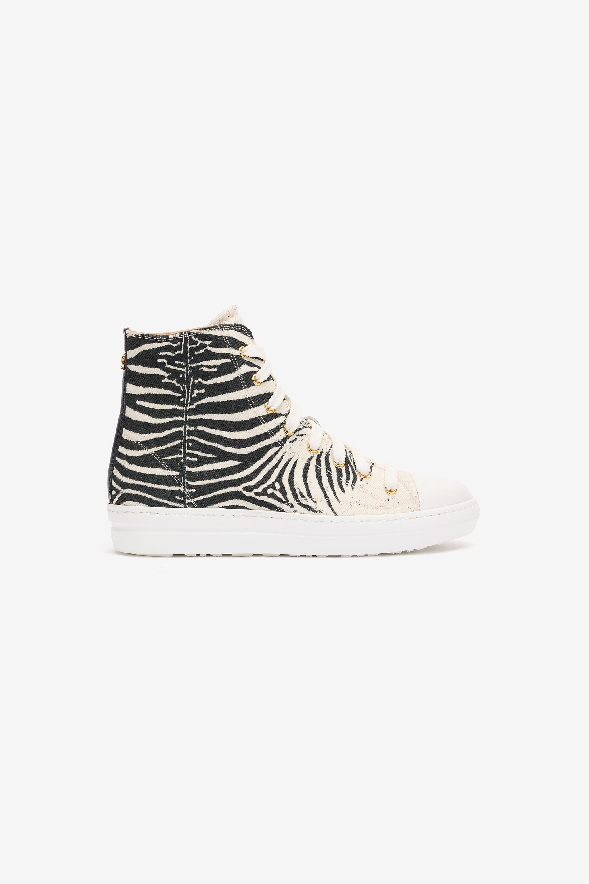 RC High-Top Sneakers With Zebra Print Black/White UKS040-SMC77