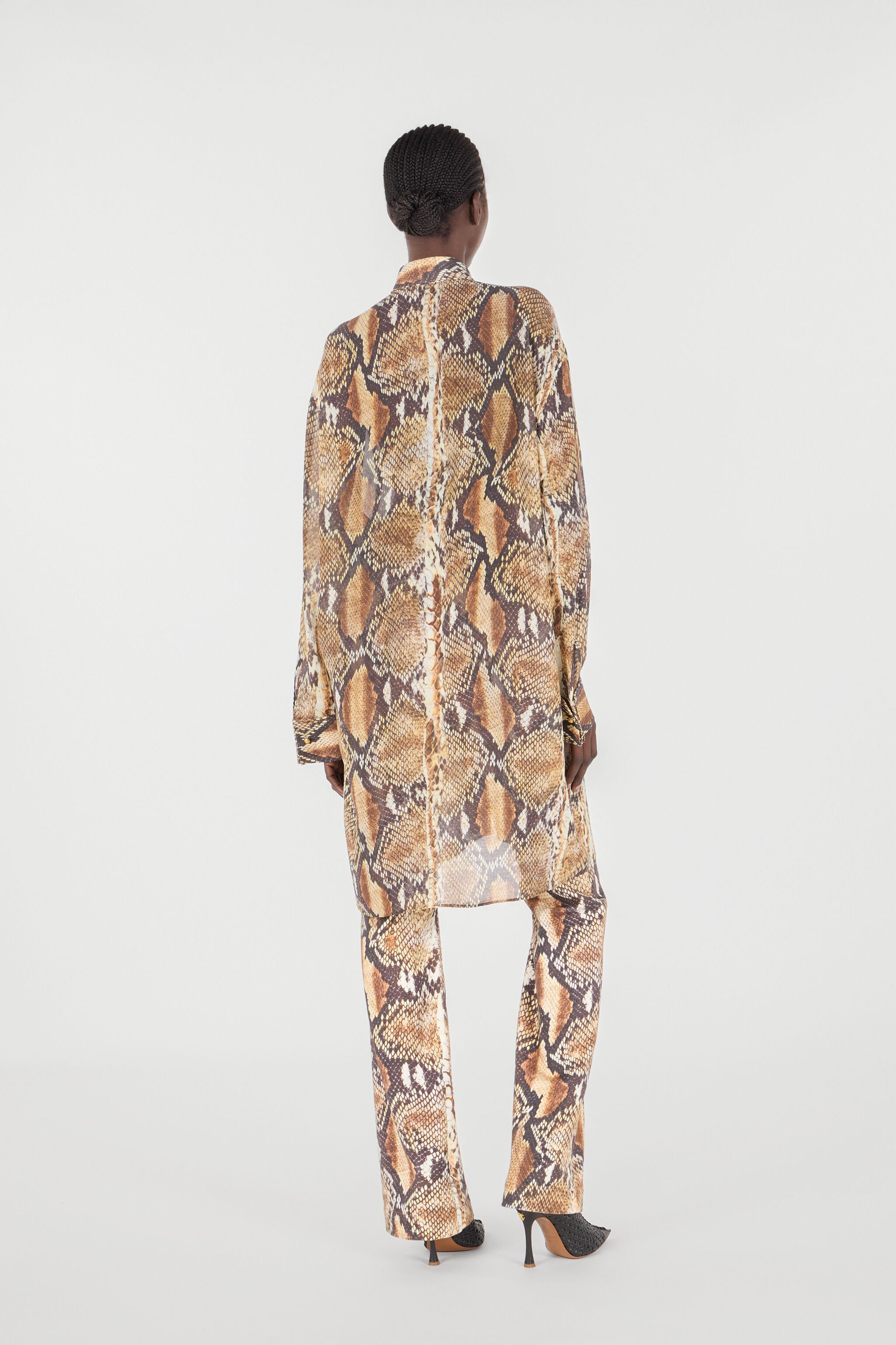 RC Python Print Shirt Dress Light Brown UWT160-OPN93