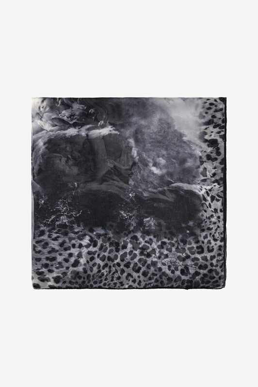 RC Roberto Cavalli shawl with Wild Leda print Dark gray SYI00G-2NL56