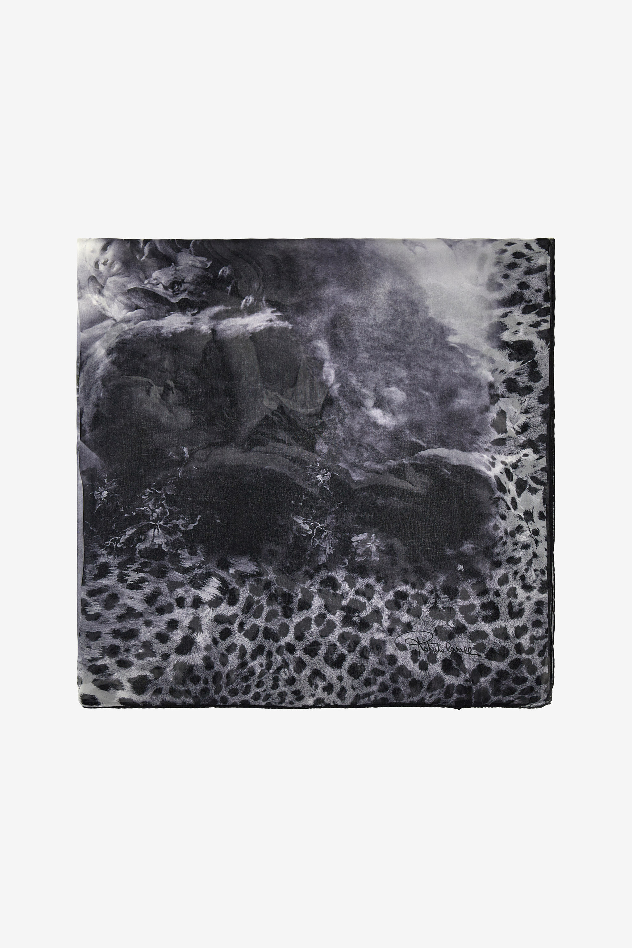RC Roberto Cavalli shawl with Wild Leda print Dark gray SYI00G-2NL56