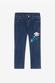 JU Jeans mit Blumen-Bestickung Dunkelblau RJJ206-DS015