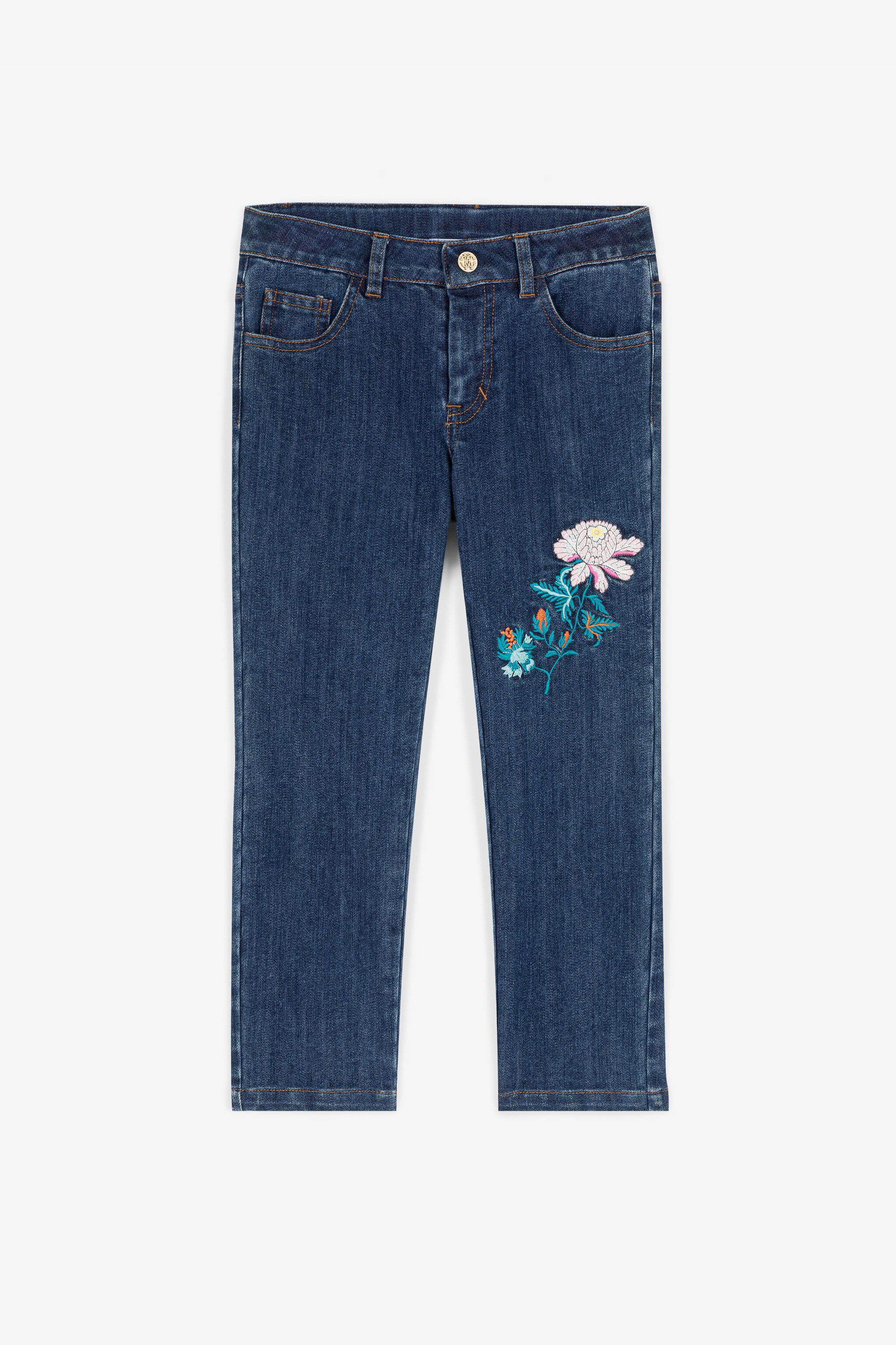 JU Jeans mit Blumen-Bestickung Dunkelblau RJJ206-DS015