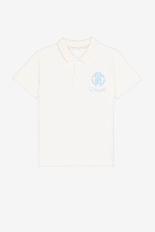 JU RC Monogram-Print Polo Shirt White PJT620-JV025