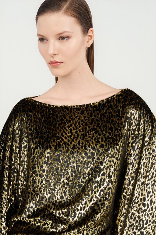 RC Glossy Silk Animal-Print Kimono Dress RC Glossy Silk Animal-Print Kimono Dress BLACK/GOLD WKT180-FT061