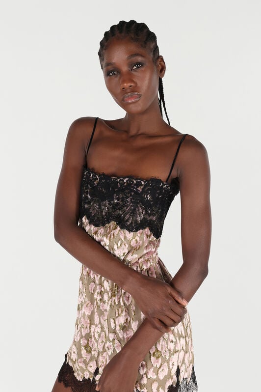 RC Silk Mini Dress with Lace Inserts RC Silk Mini Dress with Lace Inserts ROSA/ORO VQT121-FC005