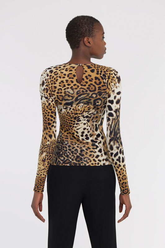 RC Long-sleeved T-shirt with Jaguar Skin print Marron clair SKT605-LNG34