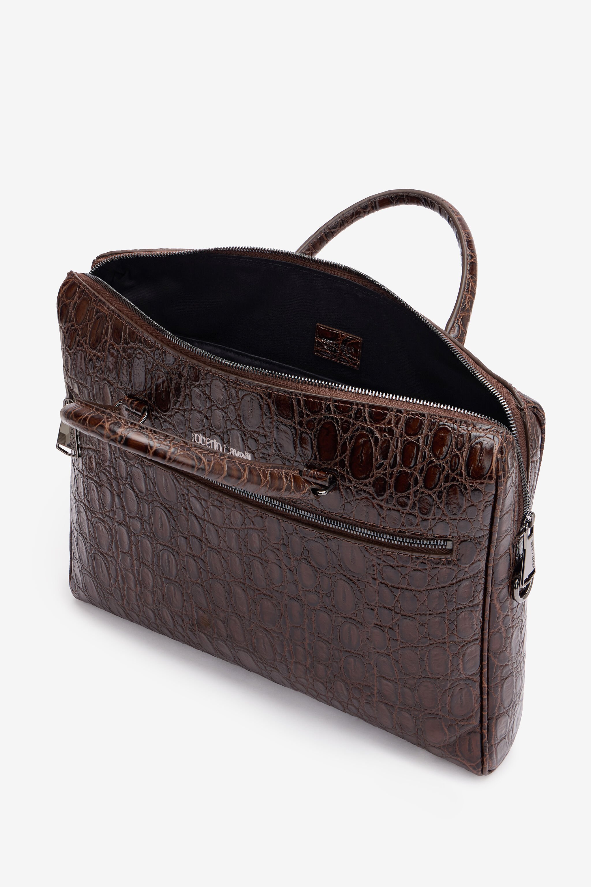RC Crocodile-Print Document Bag Brown URB005-PZU02