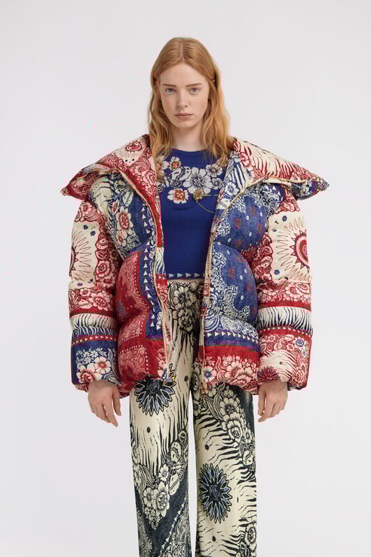 RC Bandana Print Puffer Jacket Blue TKT800-SRN05