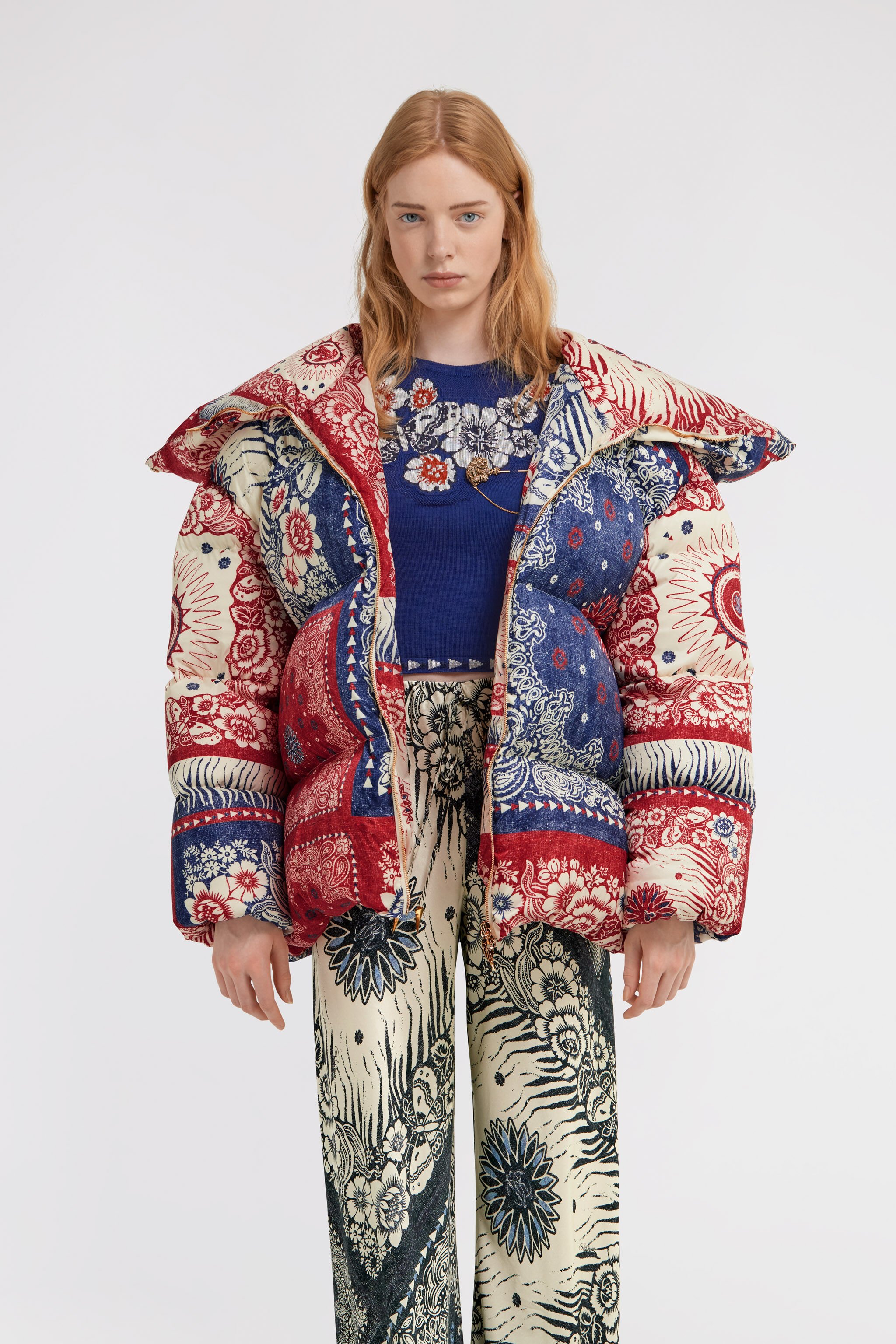 RC Bandana Print Puffer Jacket Blue TKT800-SRN05