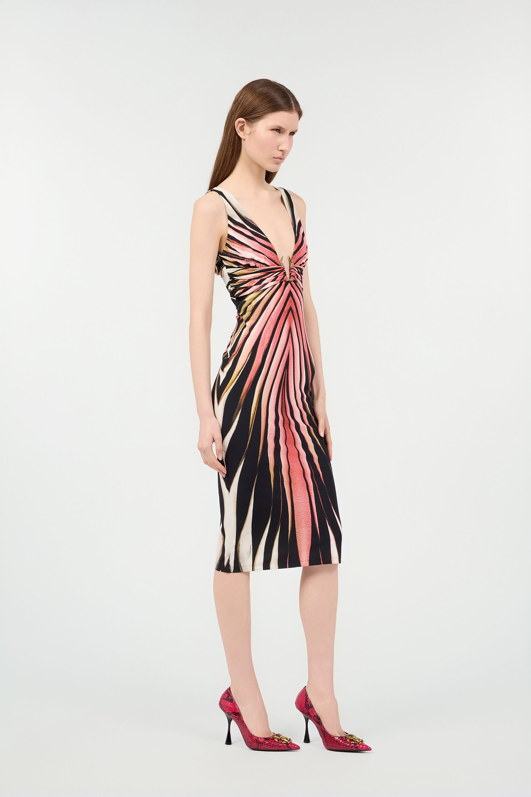 RC Sheath Dress With Ray Of Pink Print Pink VKT100-LNM33