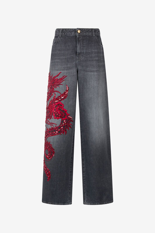 RC Jeans Con Ricamo E Paillettes RC Jeans Con Ricamo E Paillettes Nero/Rosso VQJ251-DN001