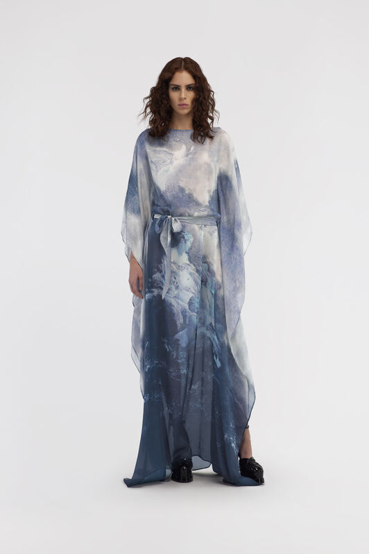 RC Long Printed Blue Dress Dunkelblau RWT180-CTI16