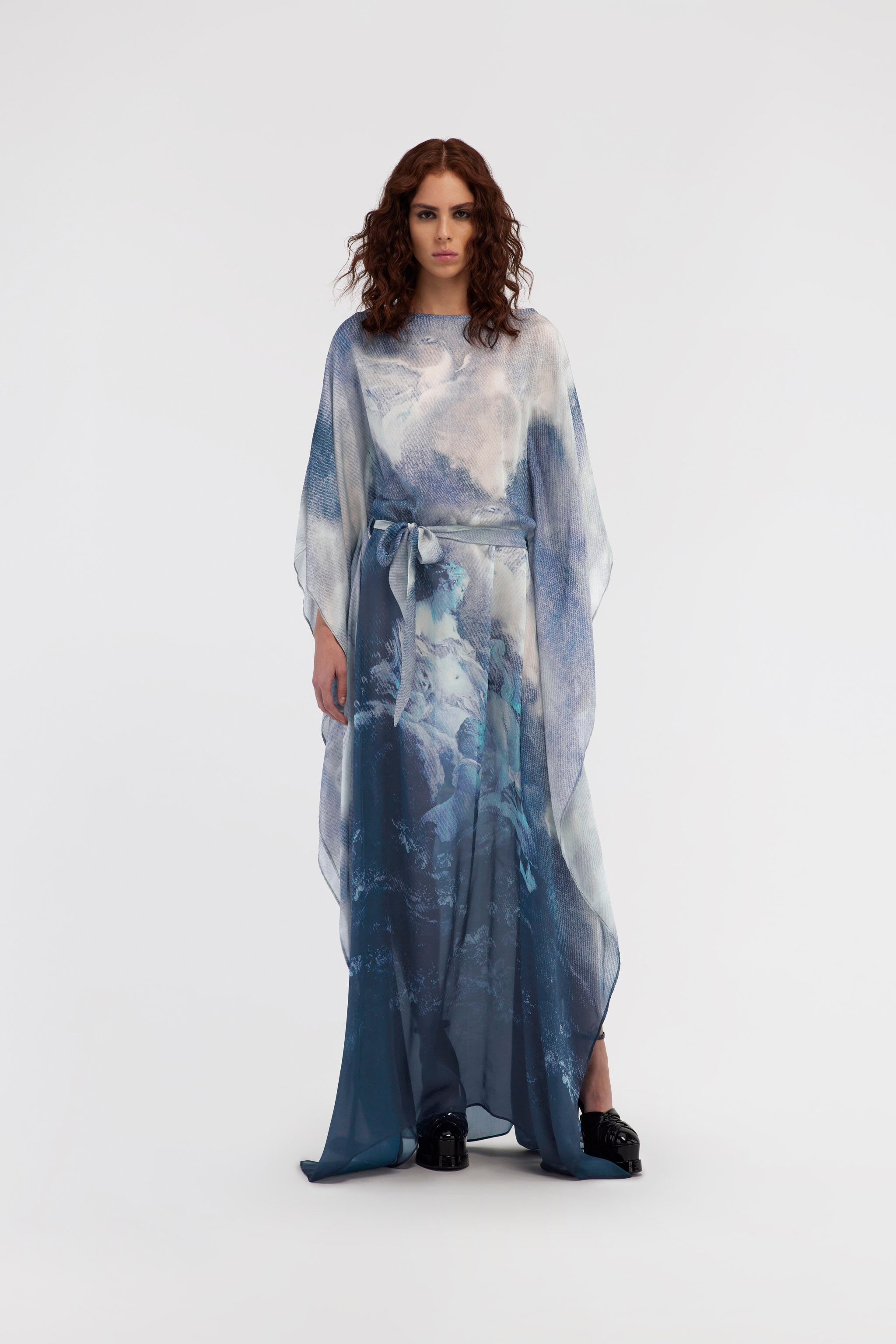 RC Long Printed Blue Dress Dunkelblau RWT180-CTI16
