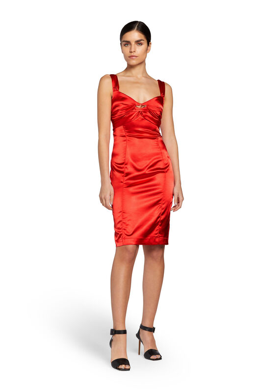 RC Snake-Embellished Bodycon Dress Rosso FST104-RD028