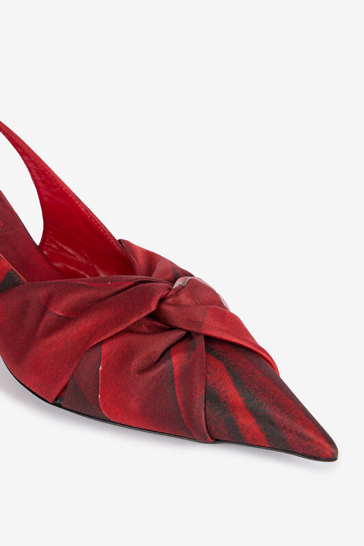 RC Rose Print Slingbacks With Knotted Detail Red UKS012-SE380