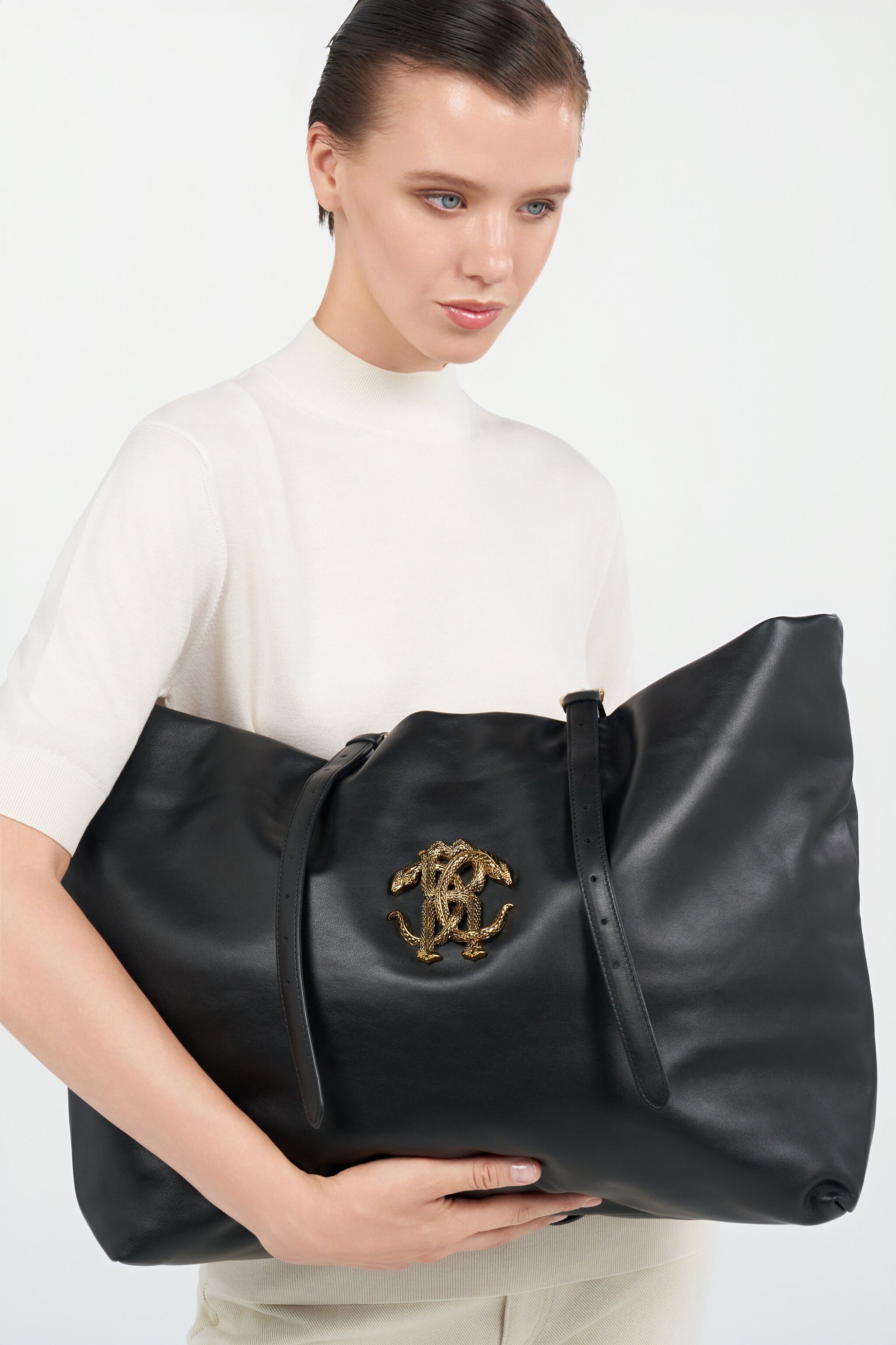 RC Borsa in Pelle con Logo BLACK WKB001-PZ078