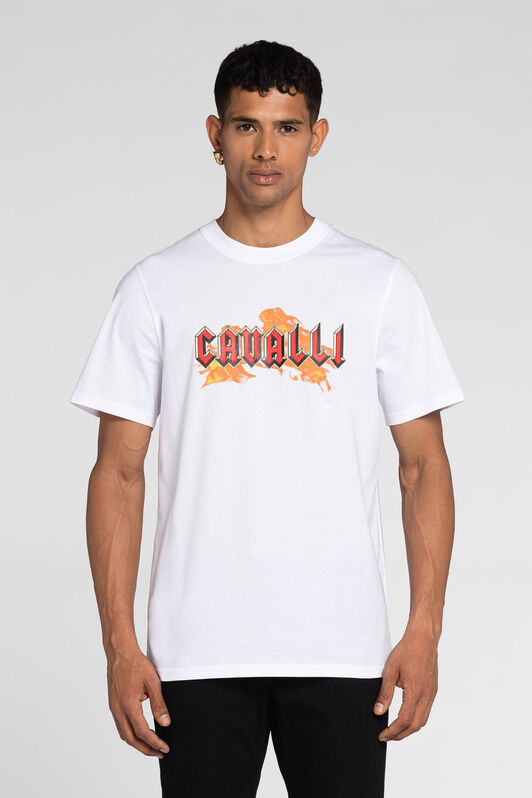 RC Flame Logo-Print Cotton T-Shirt RC Flame Logo-Print Cotton T-Shirt White PRT60C-JD060