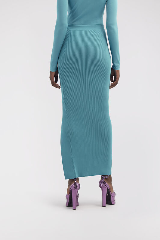 RC Ribbed long skirt with cut-out Light blue RKM301-MG011