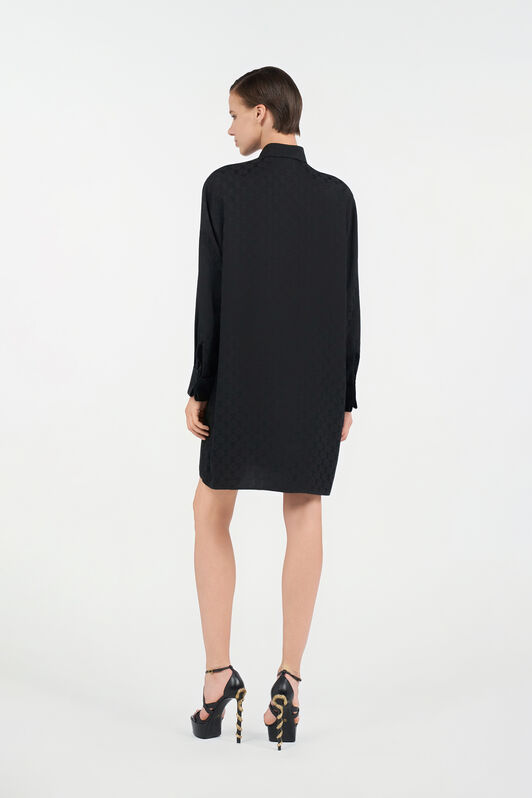 RC Silk Mini Shirt Dress with Monogram RC RC Silk Mini Shirt Dress with Monogram RC NERO VKT160-RK010